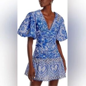 Farm Rio Blue Tile Dream Mini Dress
